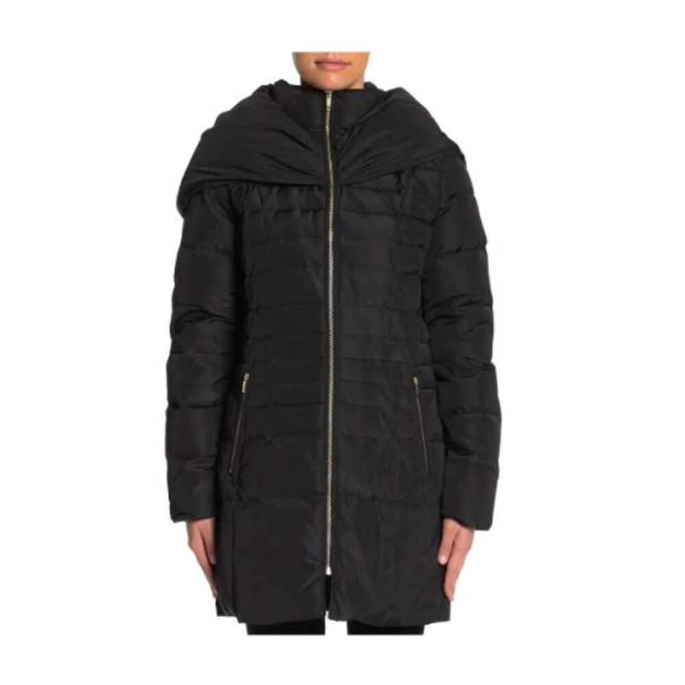 Cole Haan Zip Front Down Black Puffer Jacket Size Small